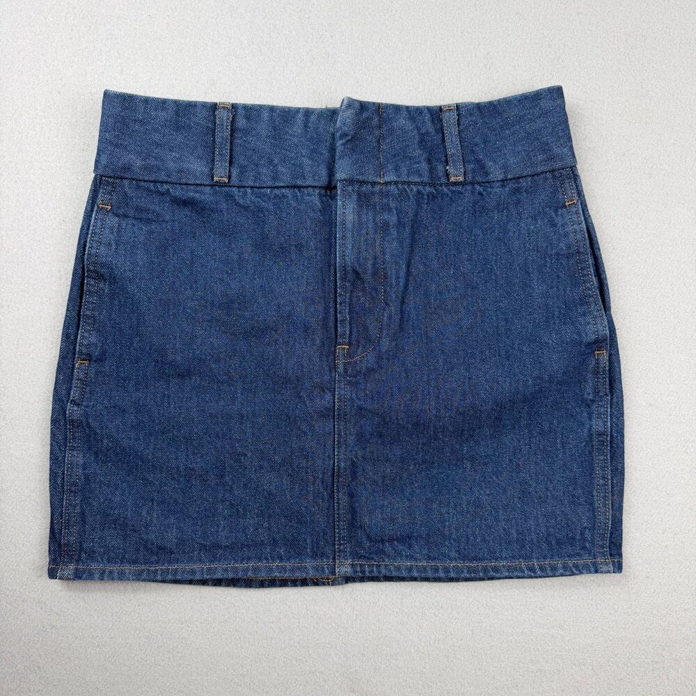 Express Denim Mini Skirt Y2K Women 4 Blue Jean High Rise Cotton Minimalist